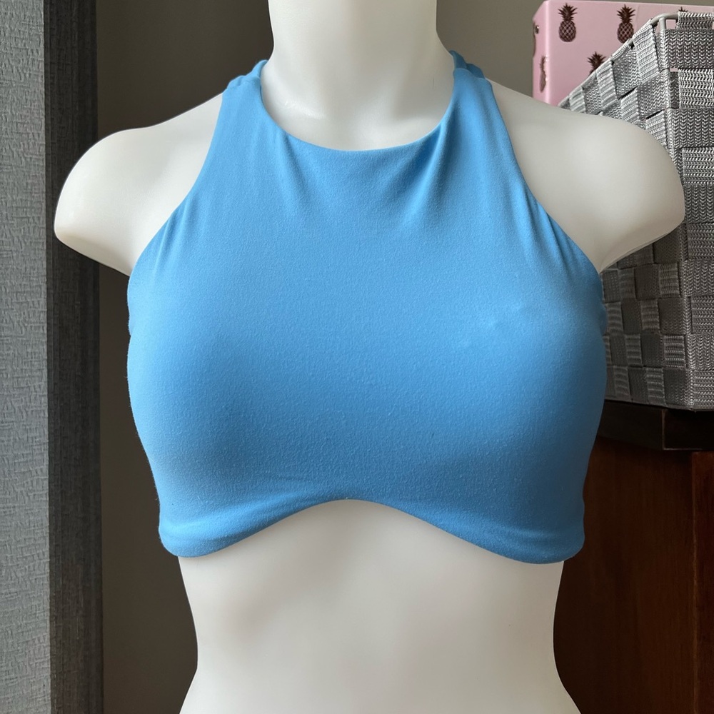 BuffBunny Light Blue High Neck Curve Sports Bra